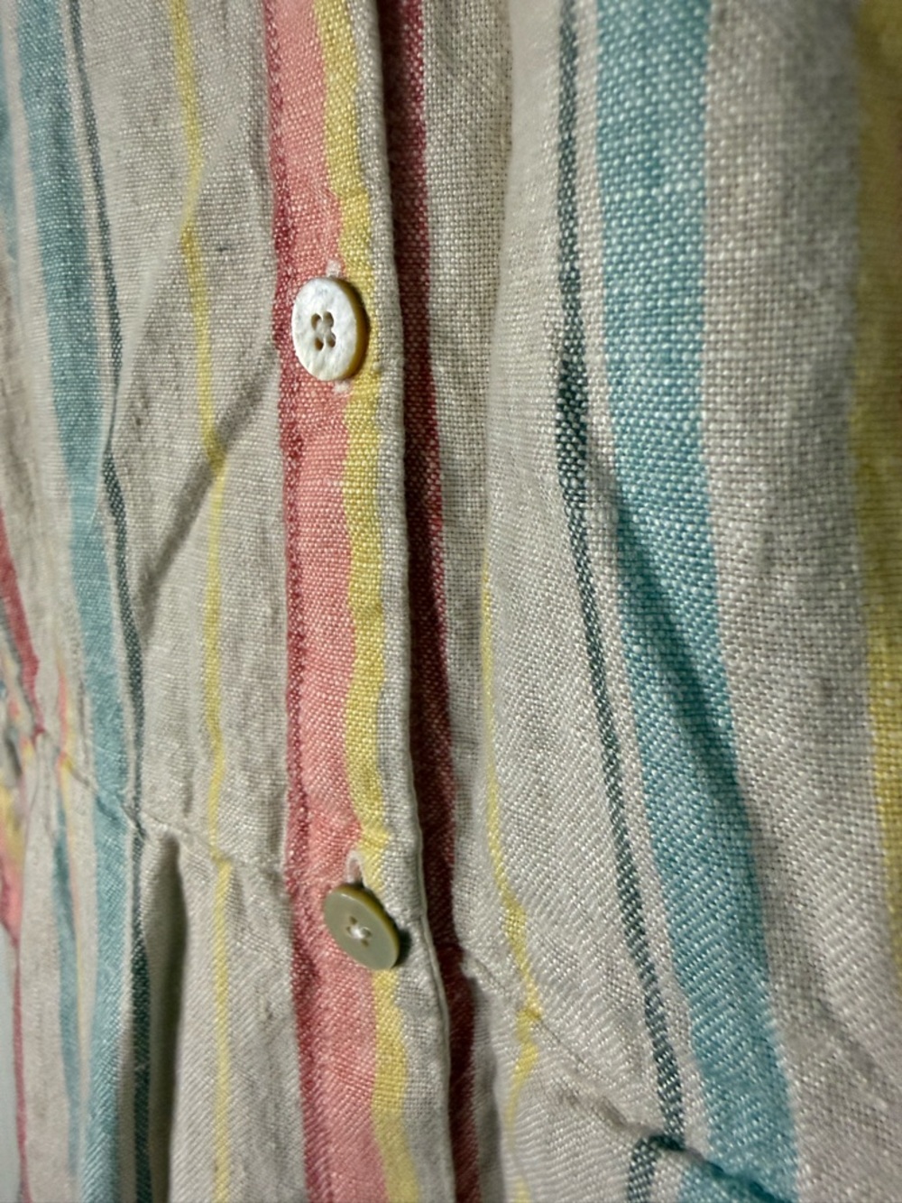 Garnet Hill Linen Pleated Detail Dress Sorbet Stripe Misses 10 - Picture 5 of 7